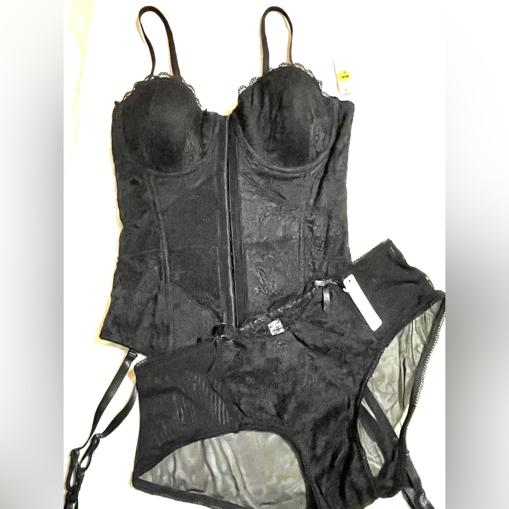 Black Lace Bustier Top and Panties